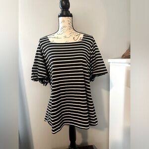Striped puff sleeve top
